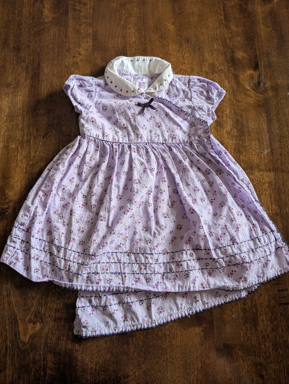 Vintage Carter's Lavender Floral Infant Dress with White Collar/ 9 Months